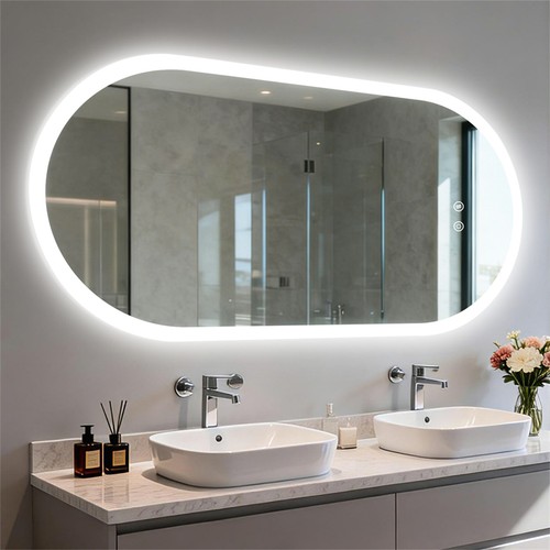 Oval led bathroom mirror - bathroom,