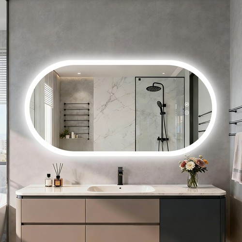Oval backlit led bathroom - led,