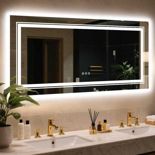 Rectangle led bathroom - bathroom, mirror