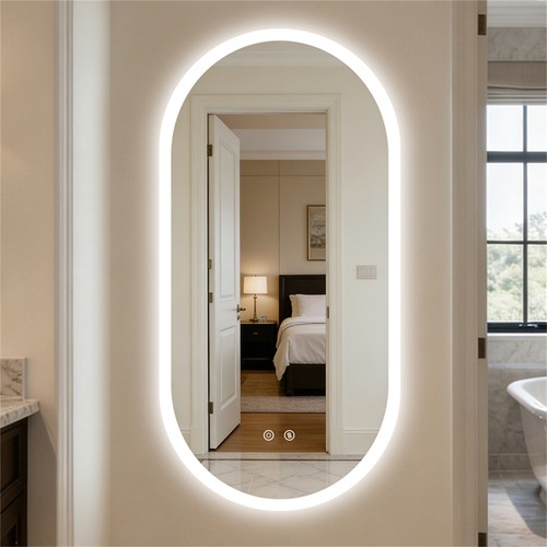 Oval frontlit led bathroom - led,